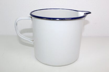 Milchtopf | weiß | blauer Rand | Emaille | 1950 | vintage