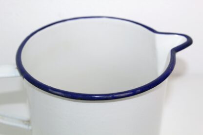 Milchtopf | weiß | blauer Rand | Emaille | 1950 | vintage – Bild 3
