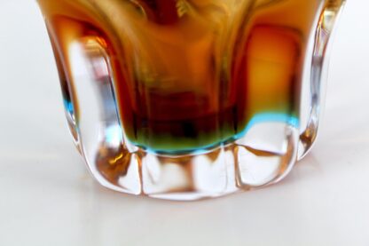 Glasschüssel | mit massivem Boden | braun mit blauem Einschluss | vintage – Bild 2