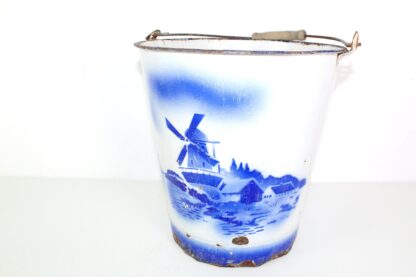 Topf | Eimer | Emaille | Windmühle | blau | 1930 | Vintage
