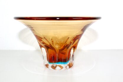 Glasschüssel | mit massivem Boden | braun mit blauem Einschluss | vintage – Bild 4