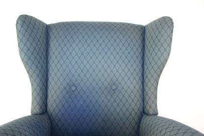 Vintage Ohrensessel mit blauem Bezug – Bild 8