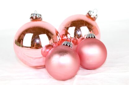 4 antike Weihnachtsbaumkugeln | rosa