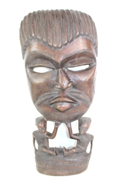 Afrikanische Schnitzerei Maske aus massivem Holz – Bild 3