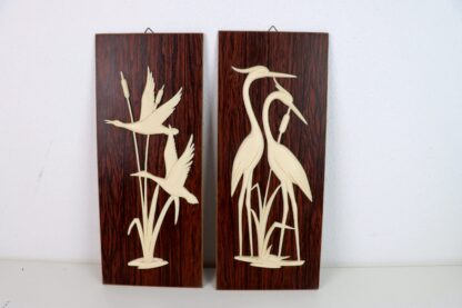 Bilder-Set Kraniche und Enten | Holz | vintage