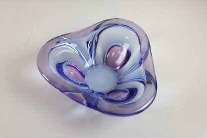 Massive runde Glasschale | blau-lila | vintage
