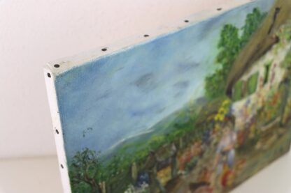Gemälde auf Leinwand "Frau mit Hühnern im Bauerngarten" | vintage – Bild 9