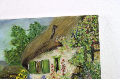 Gemälde auf Leinwand "Frau mit Hühnern im Bauerngarten" | vintage – Bild 8