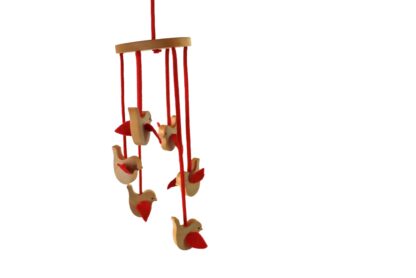Vintage Mobile aus Holz mit Vögeln – Bild 5