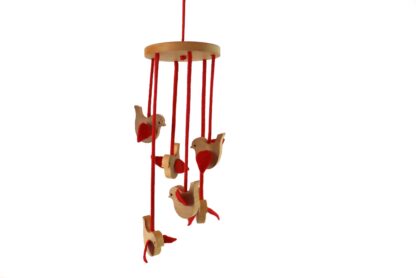 Vintage Mobile aus Holz mit Vögeln – Bild 3