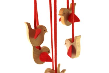 Vintage Mobile aus Holz mit Vögeln