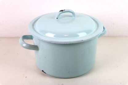 Antiker Emaille-Topf in Pastellblau – Bild 2